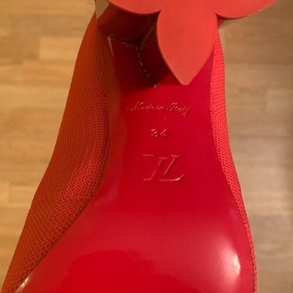 Louis Vuitton women's red cloth high heel boots, size 34 (Euro.), size 4 (U.S.) - Picture 3 of 6